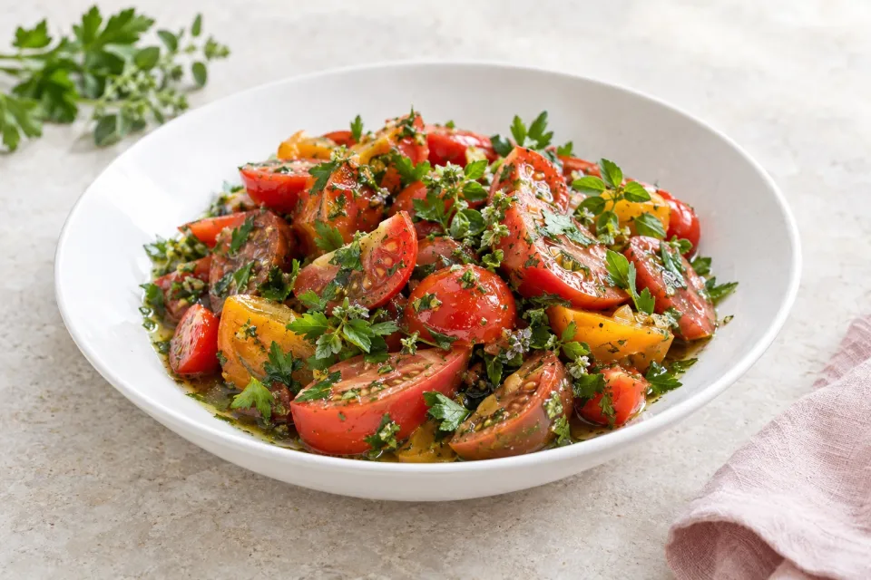 Marinated Tomato Salad with Parsley and Marjoram Dressing
