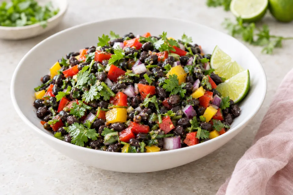 Black Bean and Pepper Salad with Cilantro and Lime