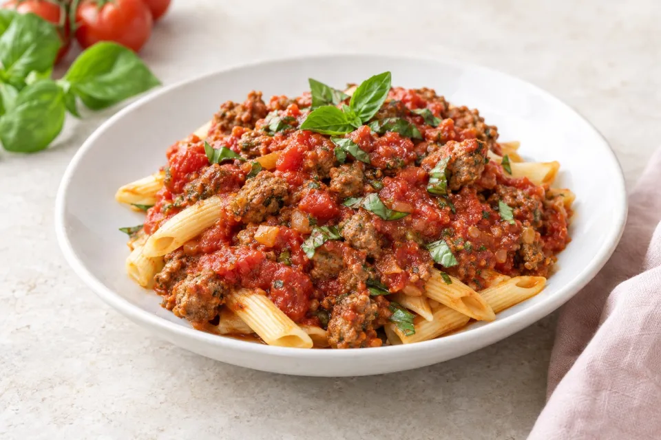 Sausage and Basil Marinara Sauce for the Freezer, Made with Fresh Tomatoes