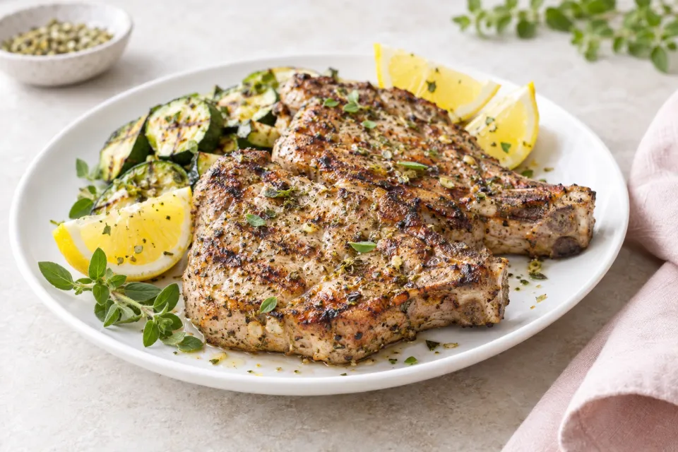 Low-Carb Greek-Seasoned Grilled Pork Chops with Lemon and Oregano