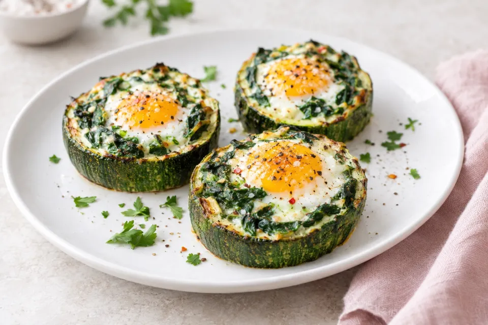 Low-Carb Baked Zucchini Popeye Eggs