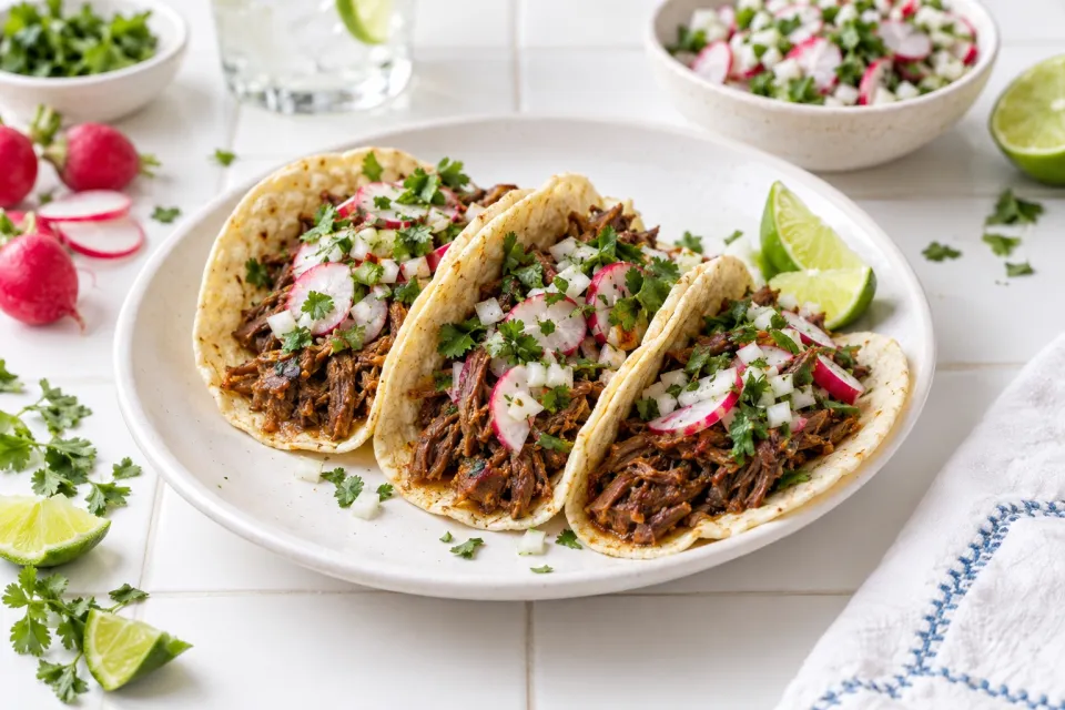 Instant Pot Low-Carb Spicy Shredded Beef Street Tacos