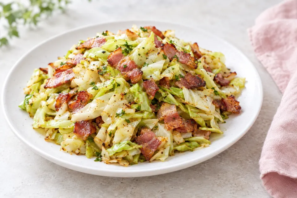 Low-Carb Fried Cabbage with Bacon
