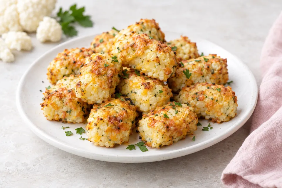 Low-Carb Cheesy Baked Cauliflower Tots