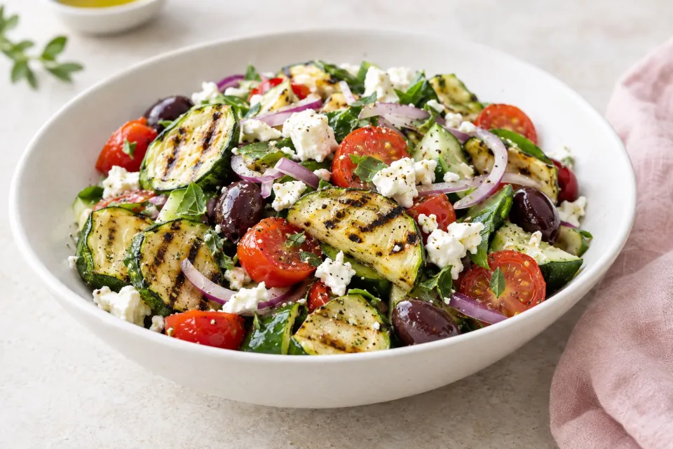 Grilled Zucchini Greek Salad