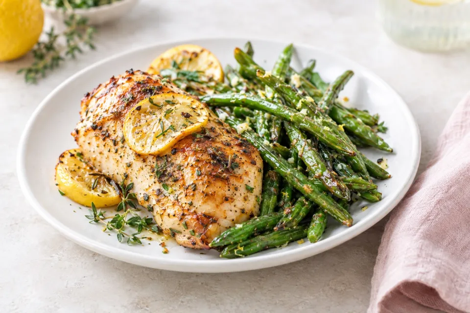 Roasted Lemon Chicken and Green Beans Sheet Pan Meal