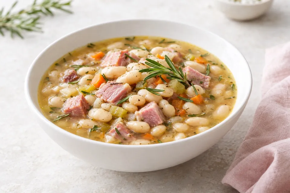 White Bean Soup with Ham and Rosemary