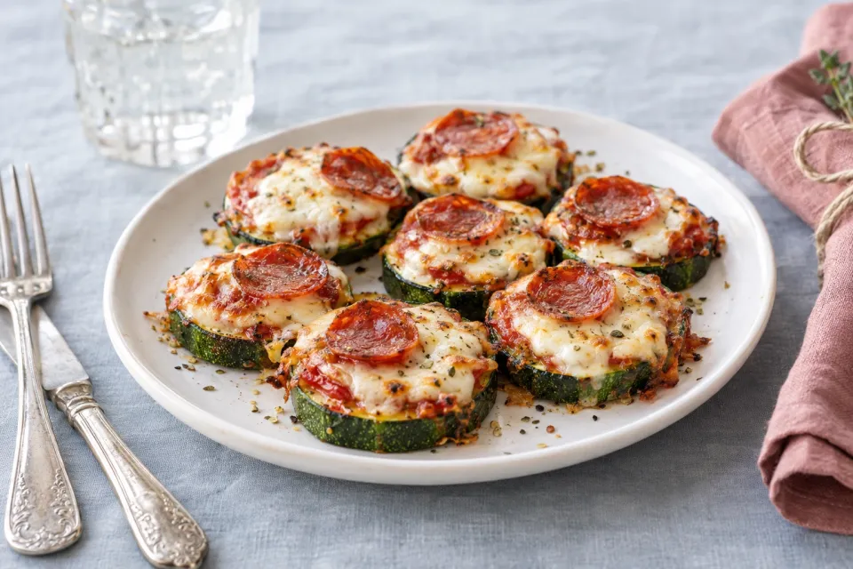 Val's Kid-Friendly Broiled Zucchini with Mozzarella and Pepperoni