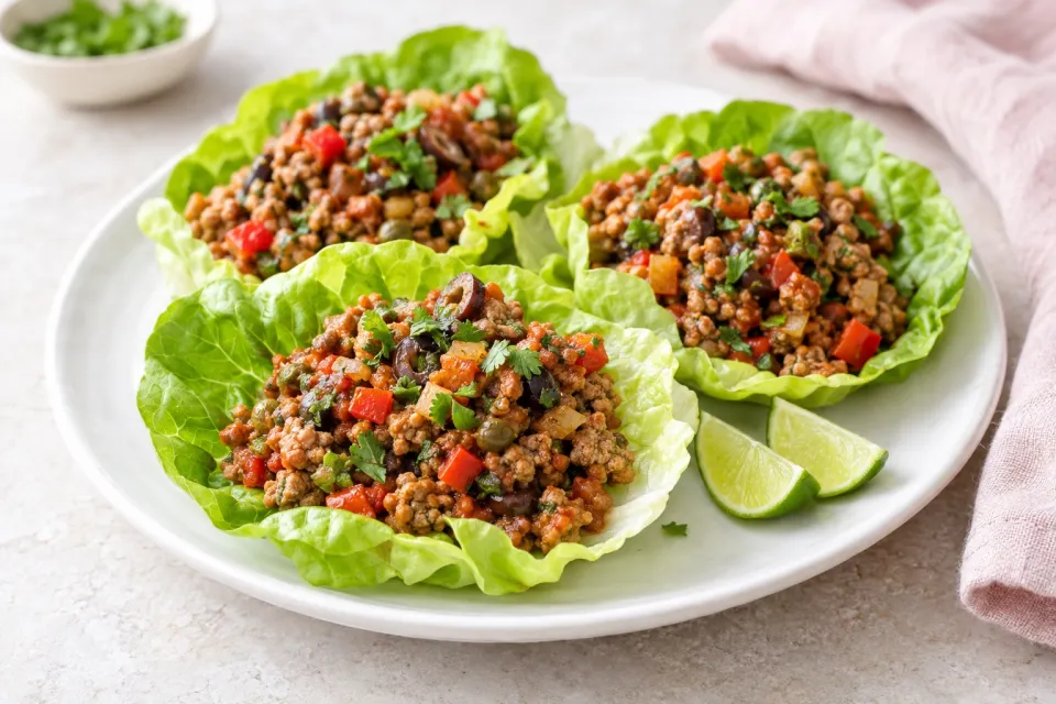 Low-Carb Turkey Picadillo Lettuce Wraps
