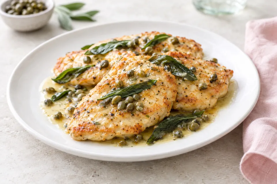 Sauteed Chicken Cutlets with Sage and Capers