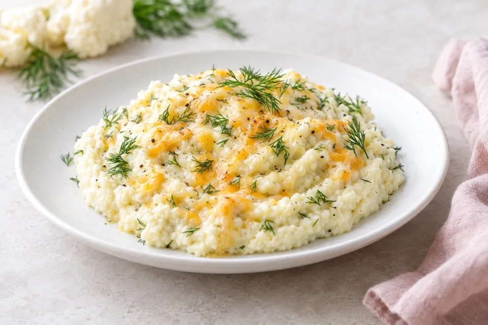 Mashed Cauliflower with Cheese and Dill