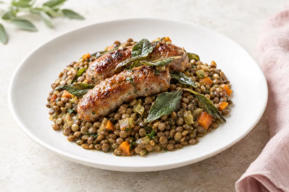 Sausage and Lentils with Fried Sage