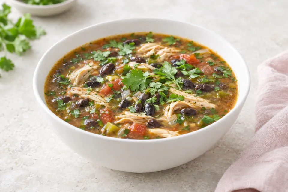 Chicken, Black Bean, and Cilantro Soup