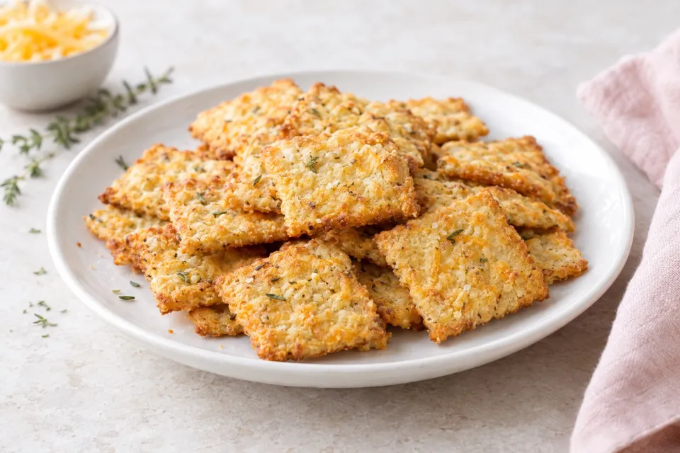 Low-Carb and Gluten-Free Cheese Crackers with Almond Flour