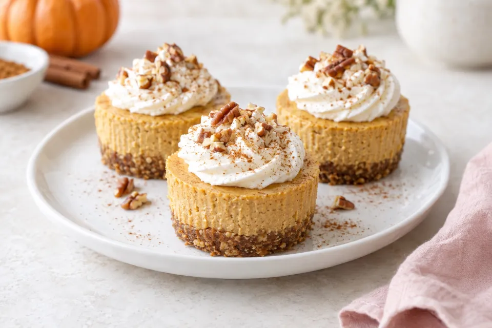 Sugar-Free Spiced Pumpkin Mini Cheesecakes