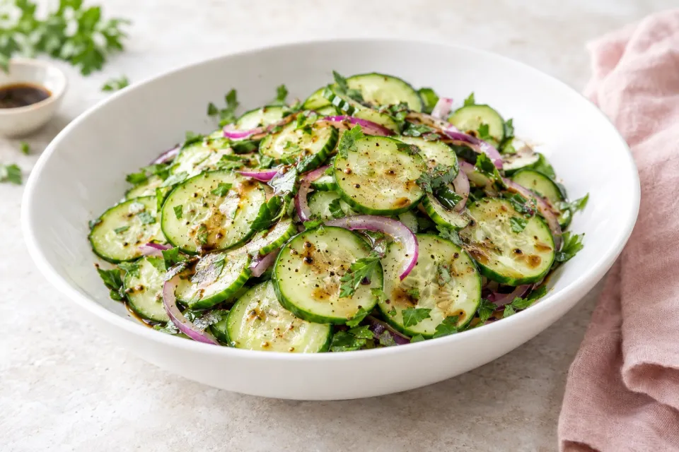 Low-Carb Cucumber Salad with Easy Balsamic Dressing