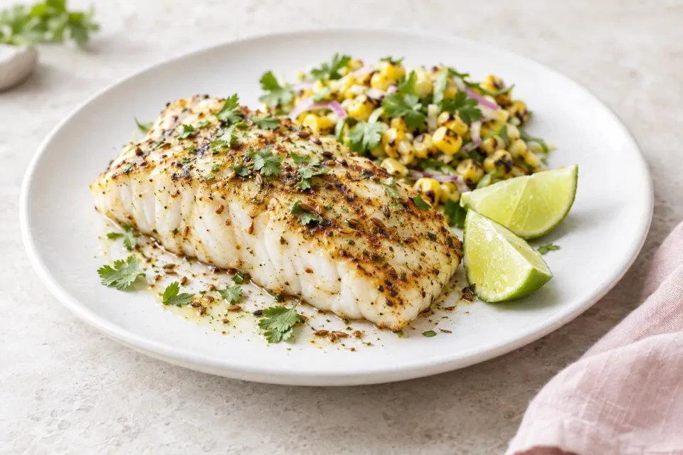 Grilled Halibut with Cumin and Lime