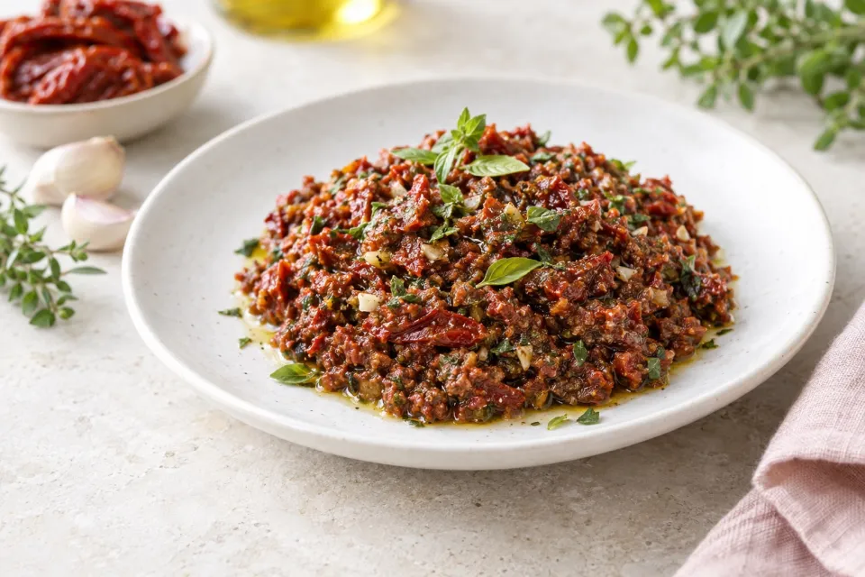Sun-Dried Tomato Tapenade with Garlic and Herbs