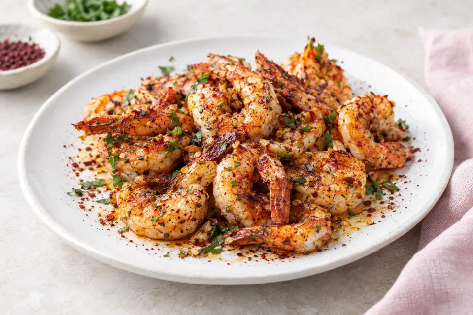 Spicy Roasted Shrimp with Garlic, Sumac, and Aleppo Pepper