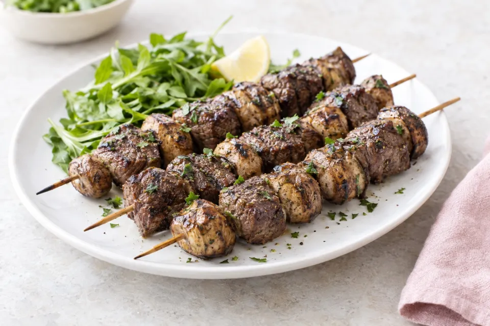 Low-Carb Steak and Mushroom Kabobs