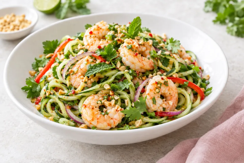 Shrimp and Cucumber Noodle Salad with Thai Flavors