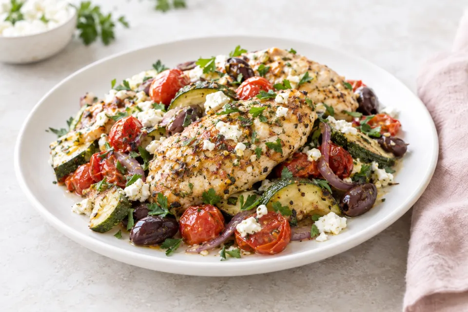 One Pan Low-Carb Greek Skillet Chicken