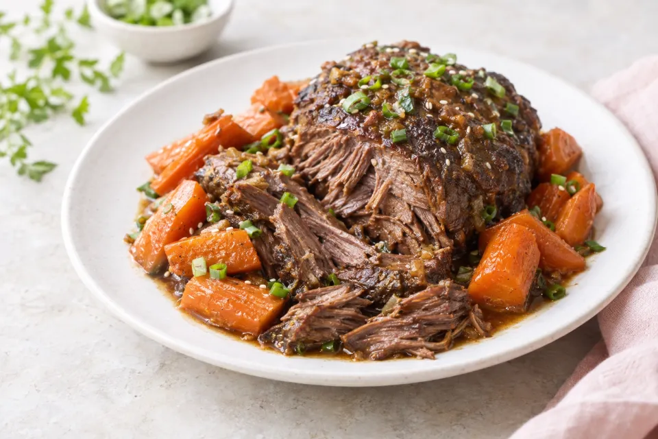 Soy-Braised Stove-Top Pot Roast with Carrots