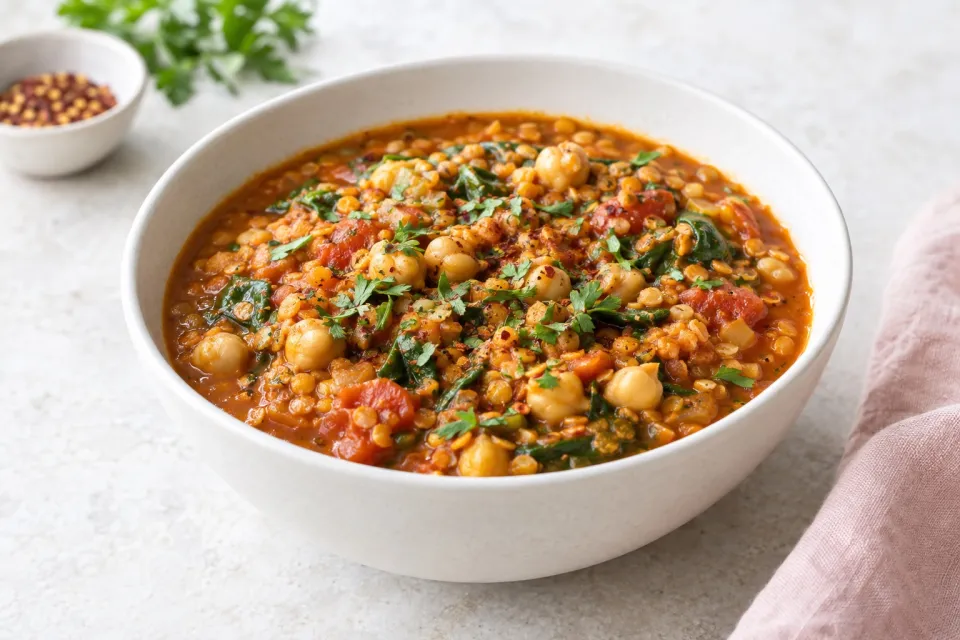Spicy Red Lentil and Chickpea Stew