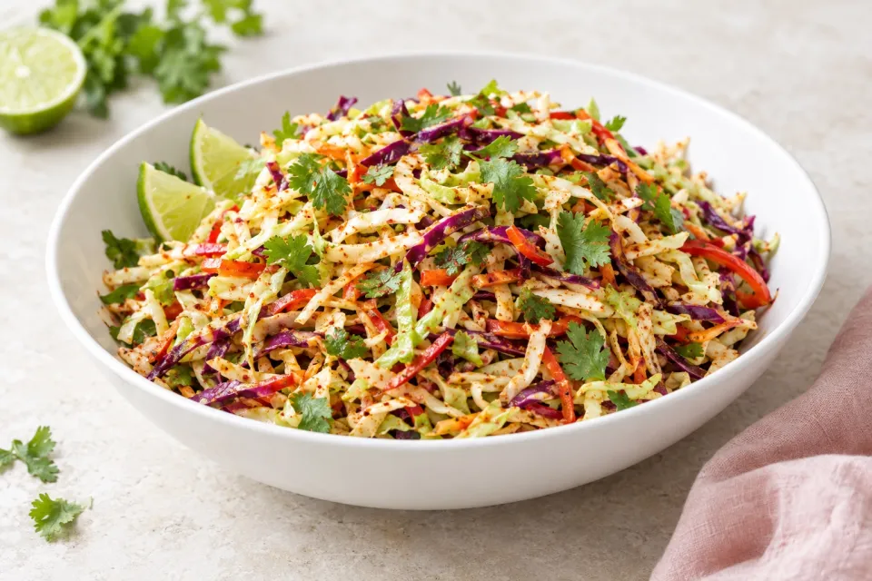 Low-Carb Spicy Mexican Slaw with Lime and Cilantro