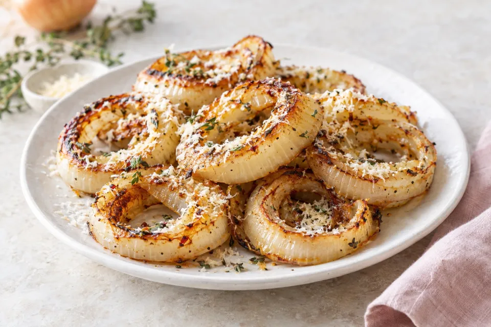 Marinated and Roasted Vidalia Onion Rings with Parmesan