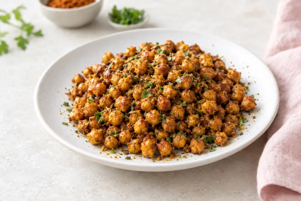 Crispy Roasted Chickpeas with Moroccan Spices