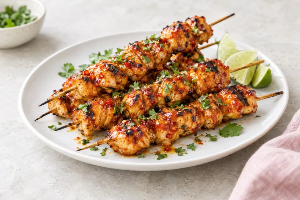 Sriracha-Glazed Grilled Chicken Kabobs