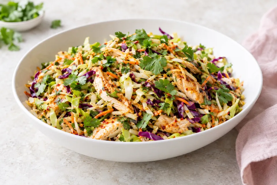 Spicy Cabbage Slaw with Chicken and Cilantro
