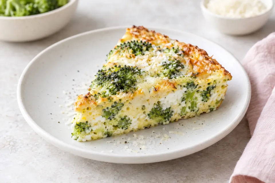 Slow Cooker Frittata with Broccoli, Swiss, Cottage Cheese, and Parmesan
