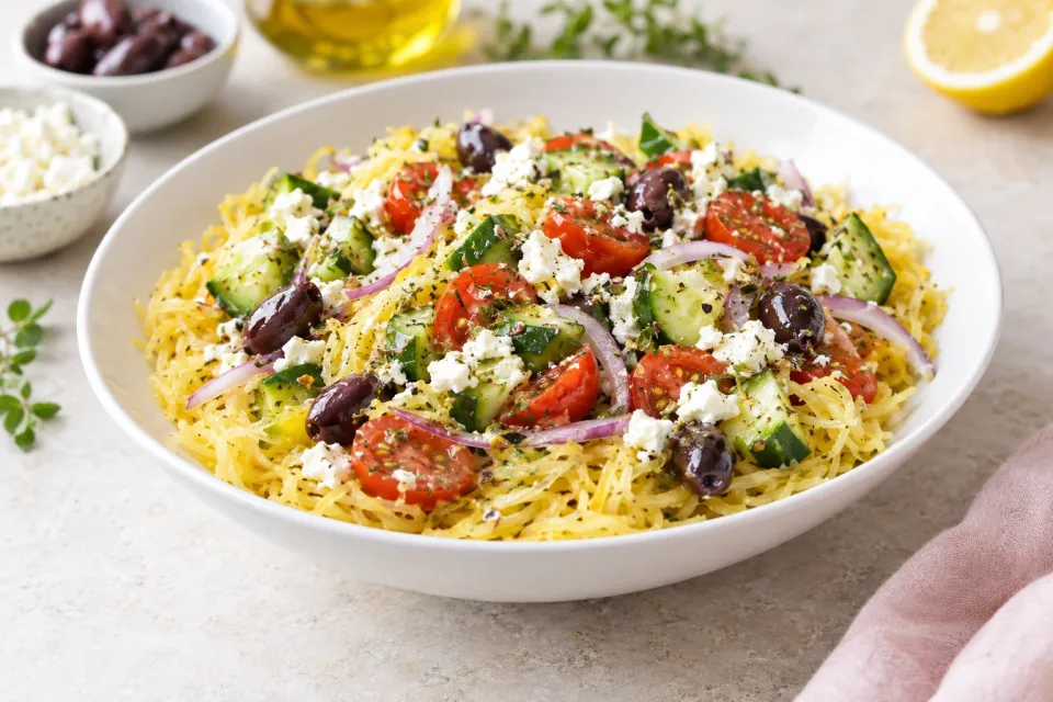 Greek Salad Spaghetti Squash Bowl