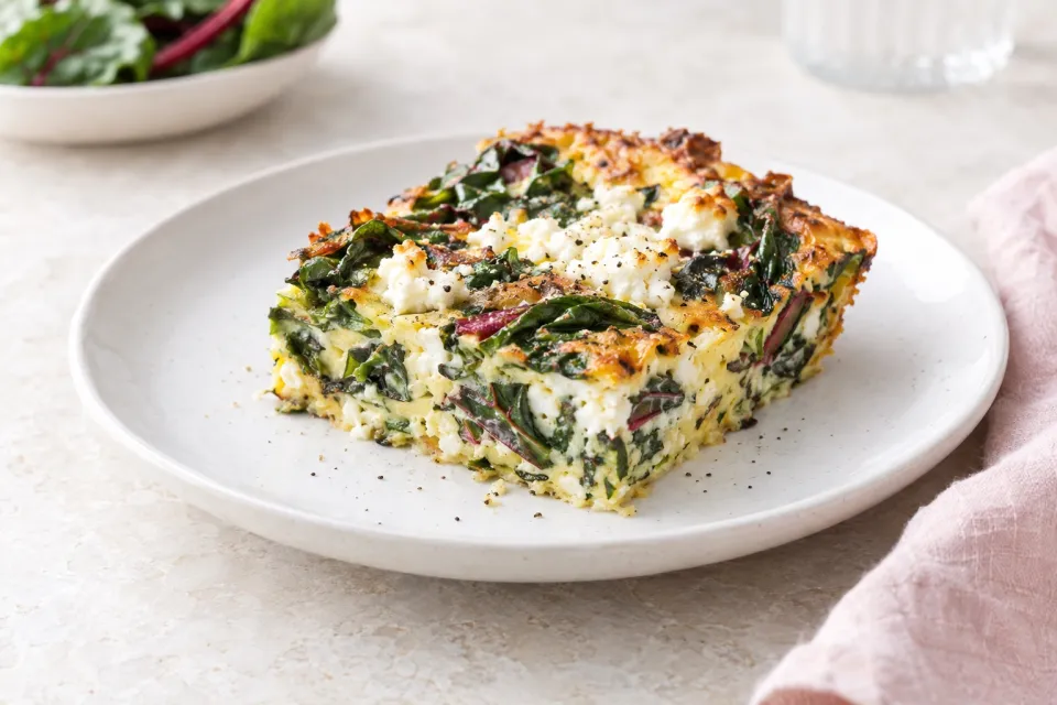 Swiss Chard and Goat Cheese Custard Bake