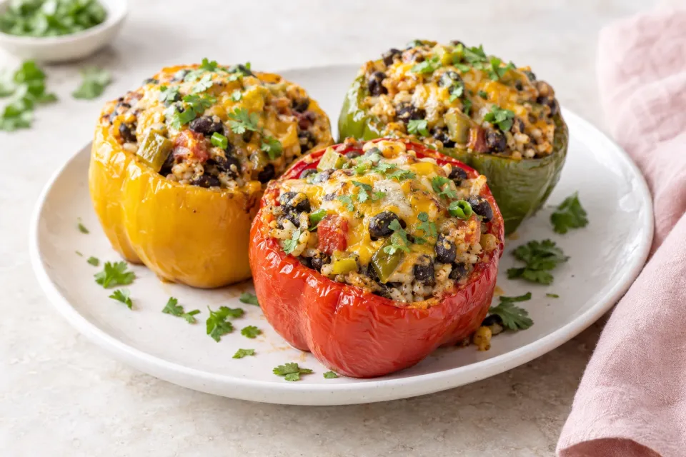 Southwestern Stuffed Peppers with Black Beans and Green Chiles