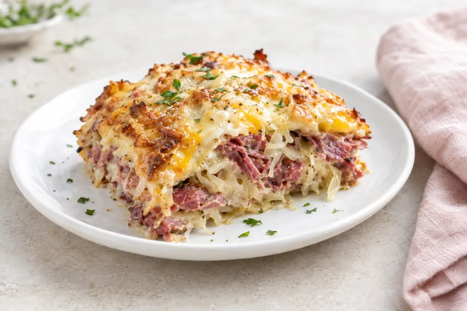 Leftover Corned Beef Low-Carb Reuben Bake