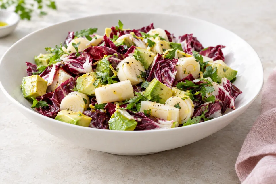 Rich Salad with Hearts of Palm, Avocado, and Radicchio