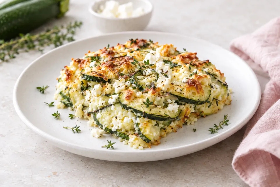 Low-Carb Zucchini Bake with Feta and Thyme