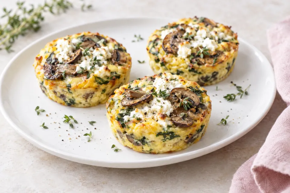 Crustless Breakfast Tarts with Mushrooms and Goat Cheese