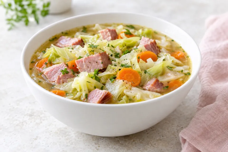 CrockPot Low-Carb Ham and Cabbage Soup