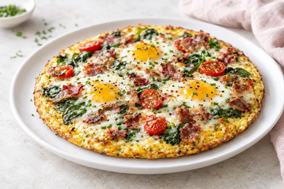 Low-Carb Egg-Crust Breakfast Pizza