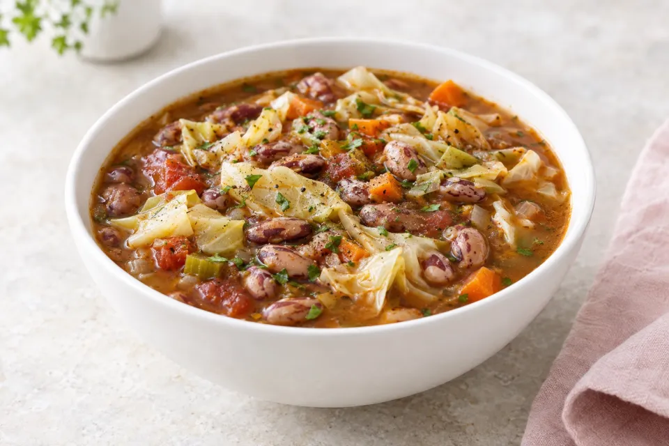 Crockpot Anasazi Bean and Cabbage Soup