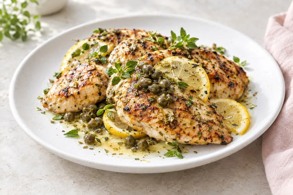 Grilled Chicken with Lemon, Capers, and Oregano