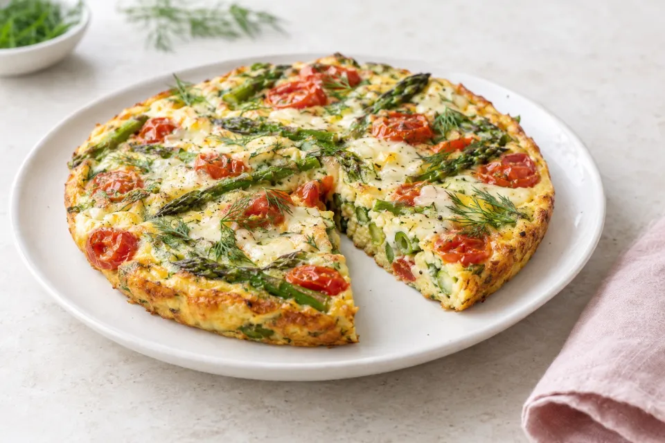 Asparagus and Tomato Frittata with Havarti and Dill