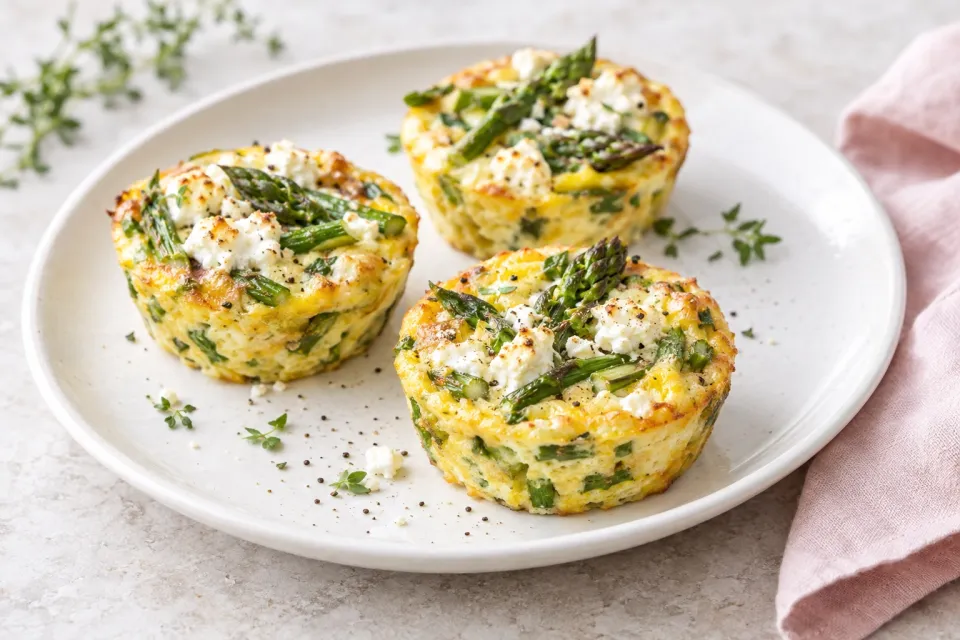 Crustless Breakfast Tarts with Asparagus and Goat Cheese