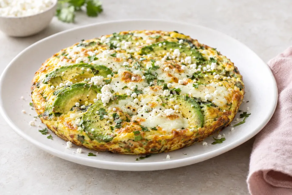 Avocado Frittata with Cotija and Mozzarella Cheese