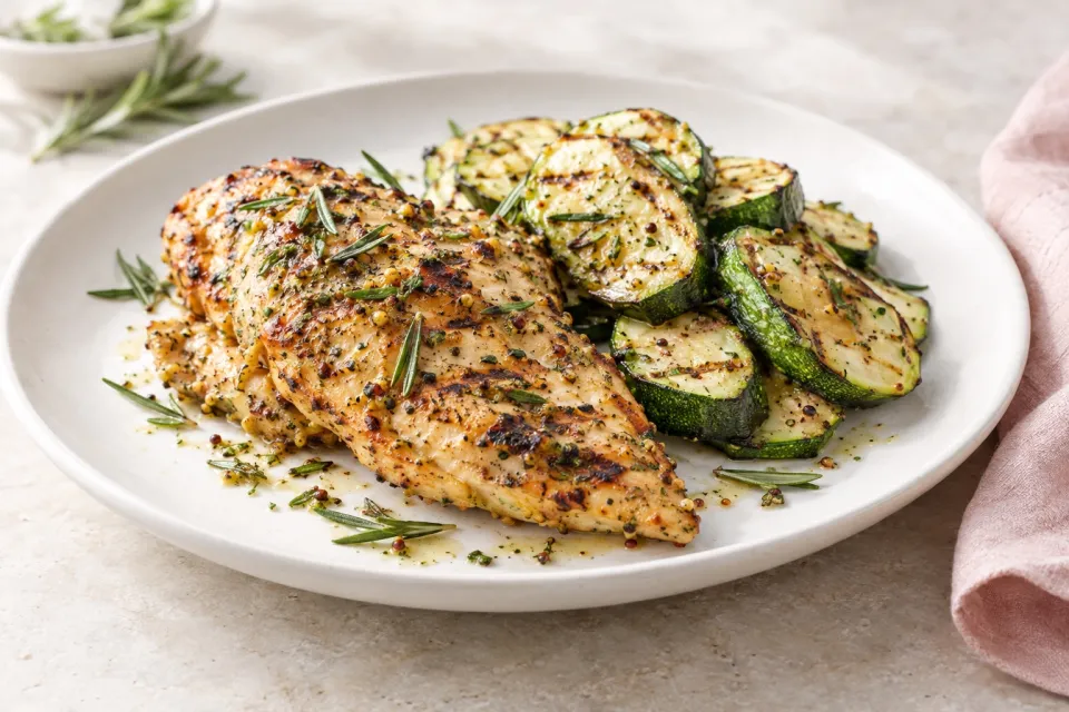 Rosemary Mustard Grilled Chicken or Zucchini
