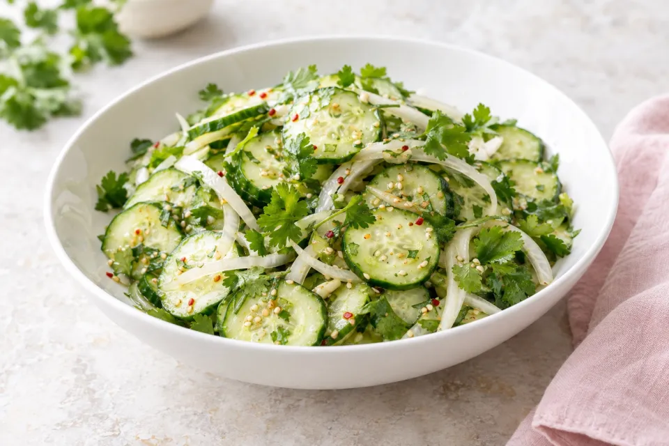 Asian Cucumber Salad with Cilantro and Vidalia Onions